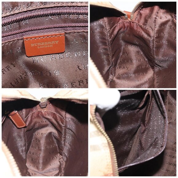 BURBERRY Nova Check Shoulder Bag PVC Beige Gold Auth - Picture 15 of 16